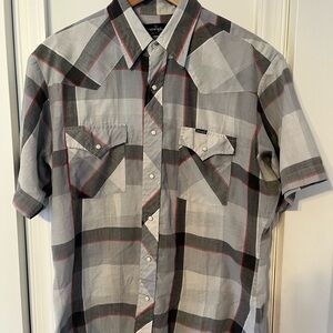 Vintage Wrangler Men's Gray Plaid Shirt